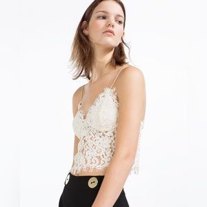 ZARA | Lace Cropped Blouse